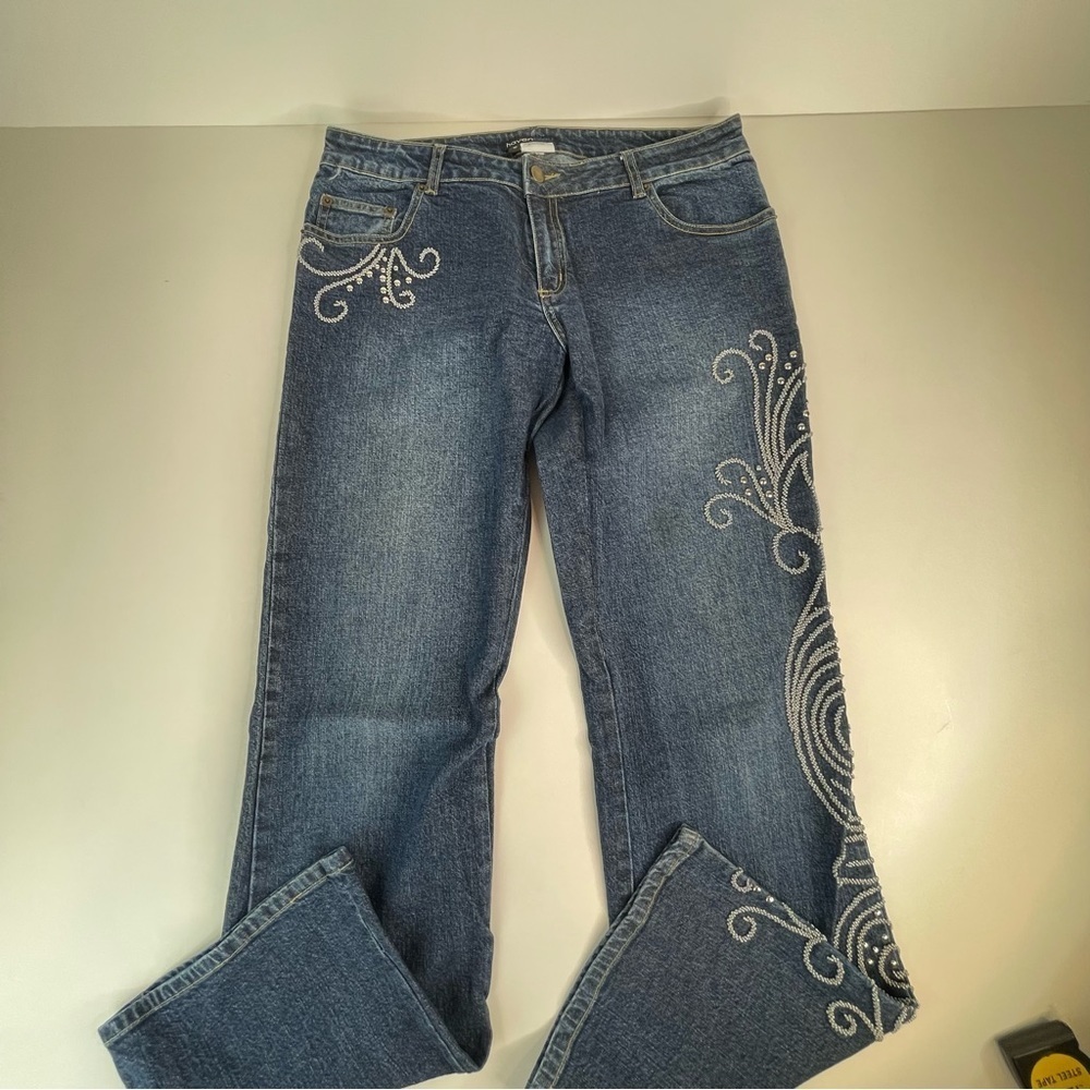 Havenbleu boot cut jeans with silver tone studded leg design - Picture 4 of 17